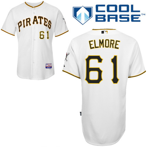 Jake Elmore #61 MLB Jersey-Pittsburgh Pirates Men's Authentic Home White Cool Base Baseball Jersey